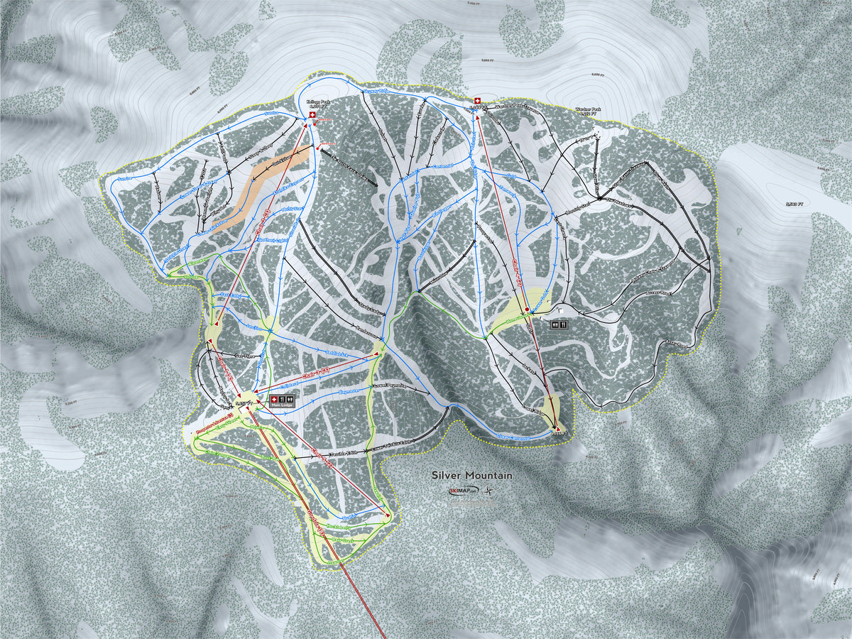 Silver Mountain Idaho Ski Resort Map Wall Art