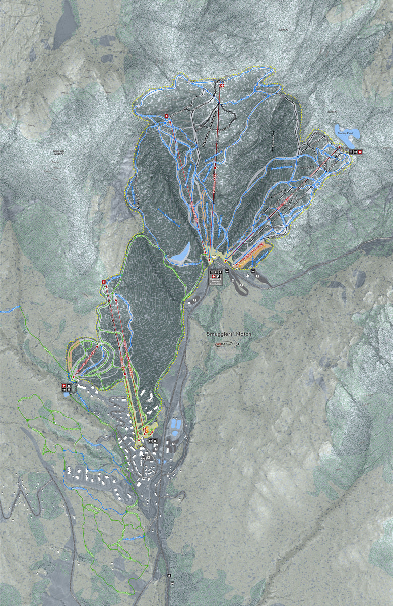Smugglers Notch Vermont Ski Resort Map Wall Art