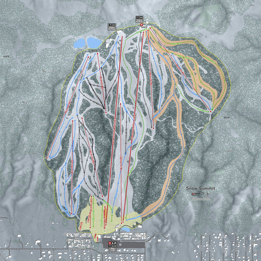 Snow Summit California Ski Resort Map Wall Art
