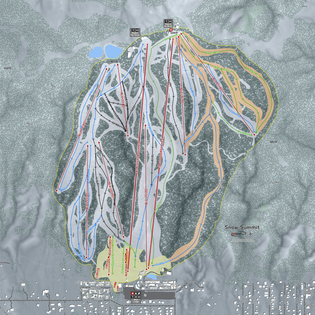 Snow Summit California Ski Resort Map Wall Art