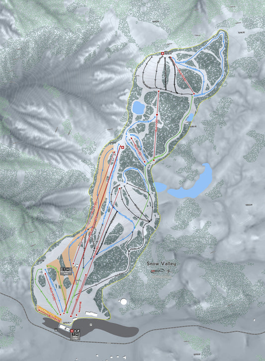 Snow Valley California Ski Resort Map Wall Art