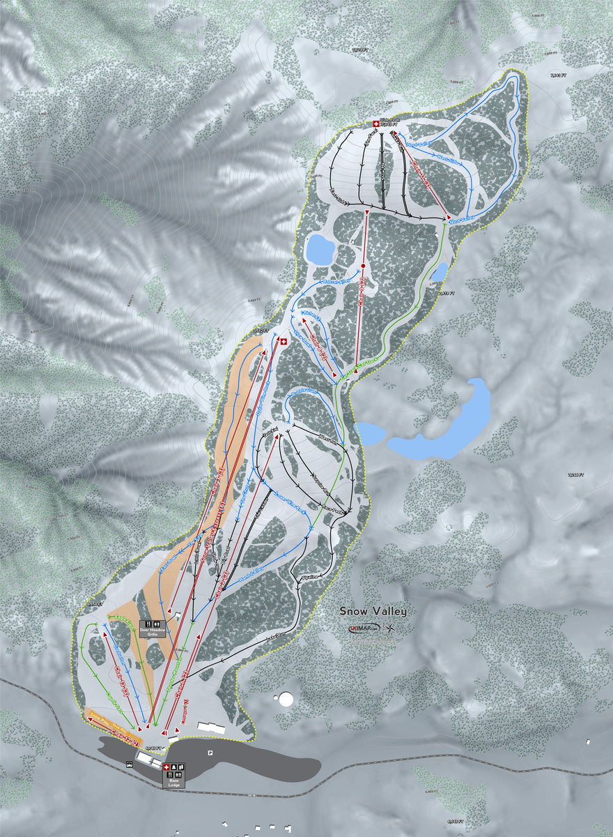 Snow Valley California Ski Resort Map Wall Art