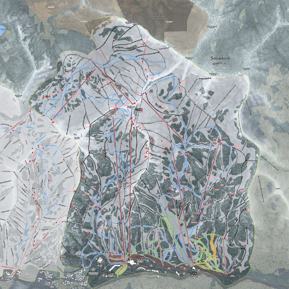 Snowbird Utah Ski Resort Map Wall Art
