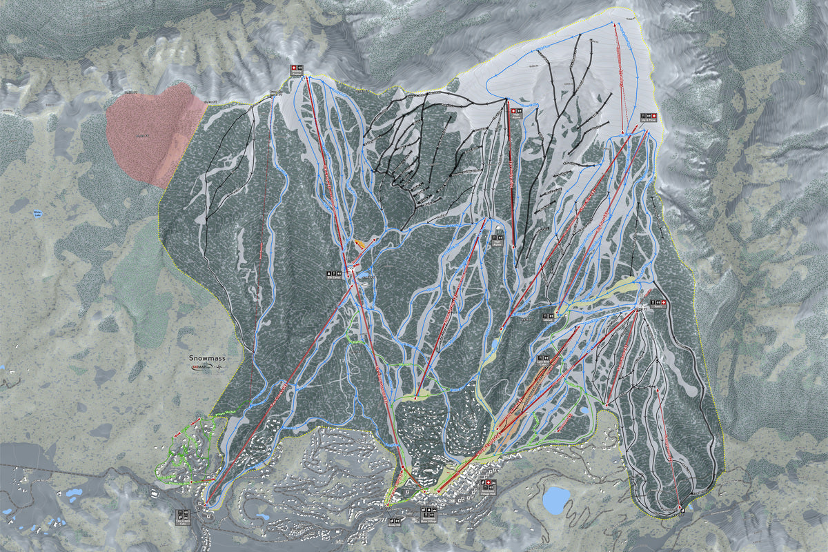Snowmass Colorado Ski Resort Map Wall Art