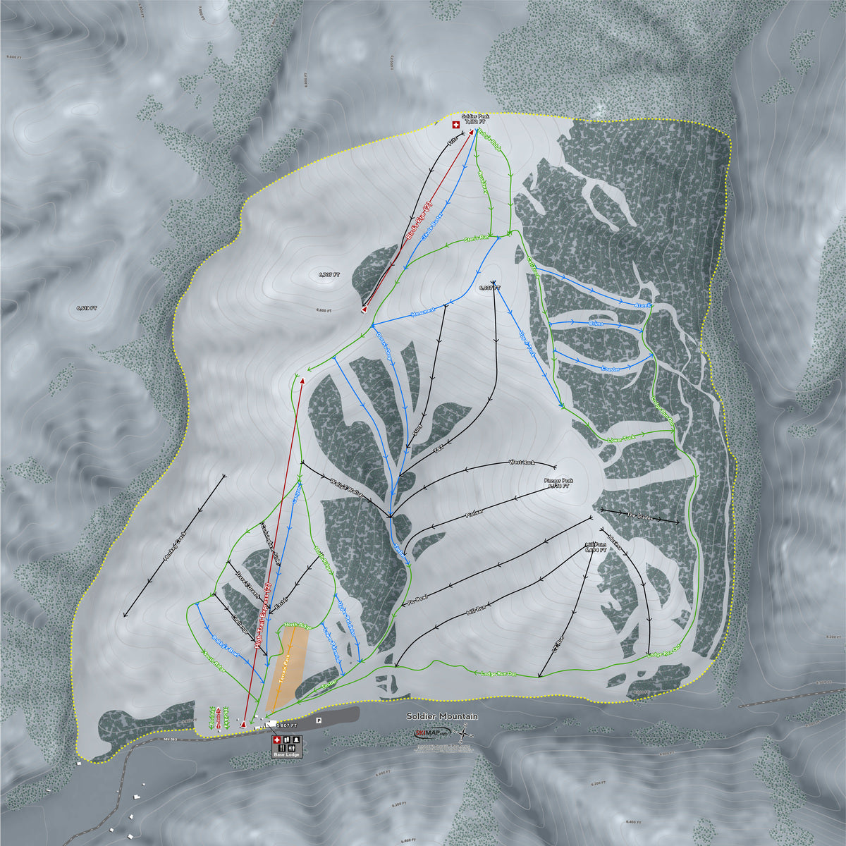 Soldier Mountain Idaho Ski Resort Map Wall Art - Powderaddicts
