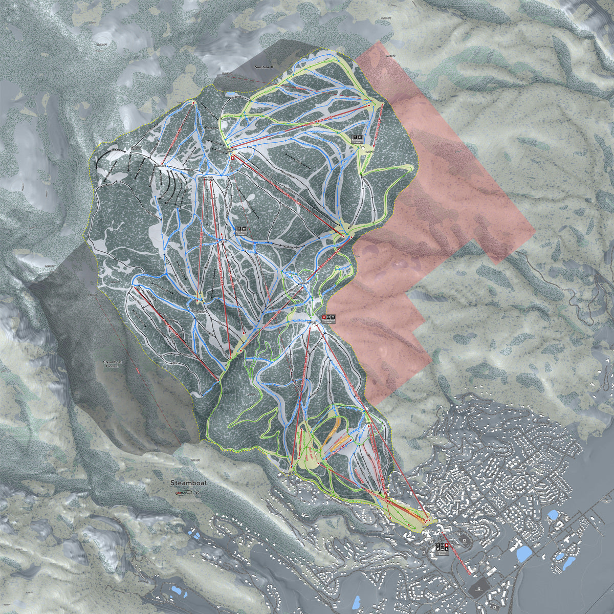Steamboat Colorado Ski Resort Map Wall Art