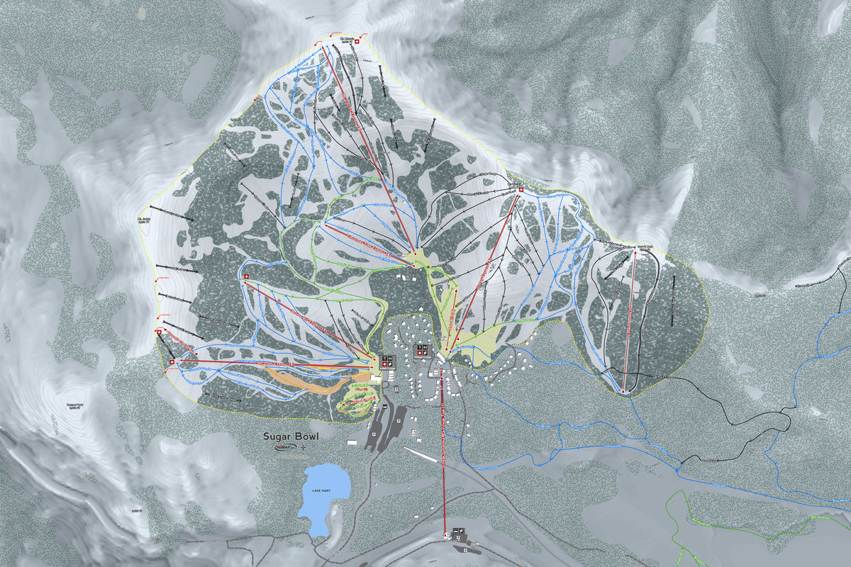 Sugar Bowl California Ski Resort Map Wall Art