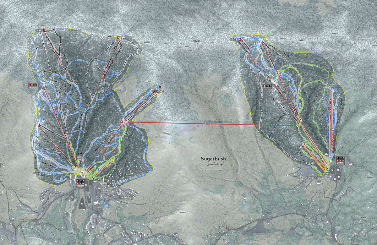 Sugarbush Vermont  Ski Resort Map Wall Art