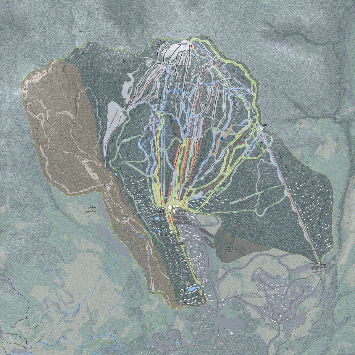 Sugarloaf Maine Ski Resort Map Wall Art
