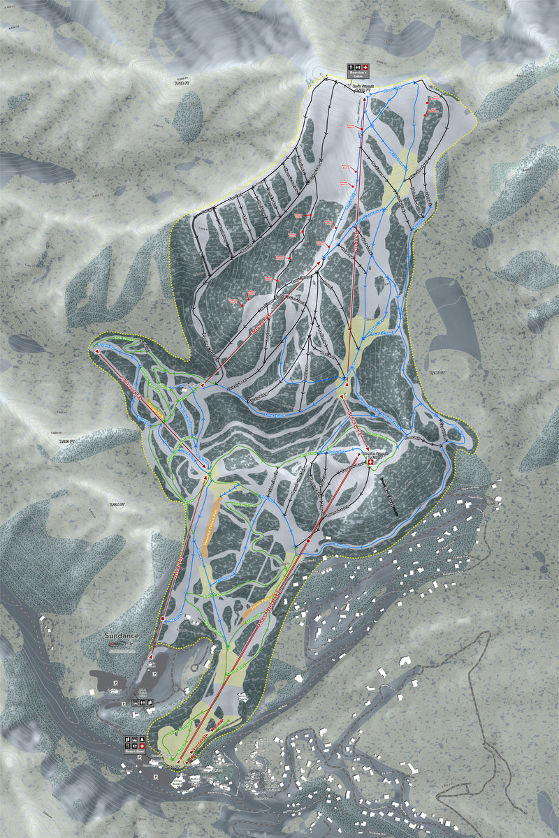Sundance Utah Ski Resort Map Wall Art