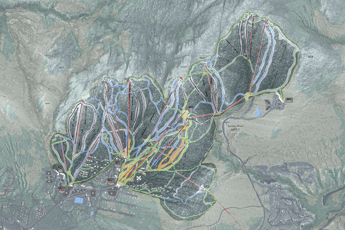 SundayRiver Maine Ski Resort Map Wall Art