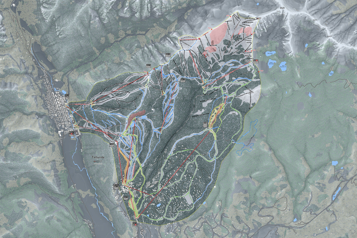 Telluride Colorado Ski Resort Map Wall Art