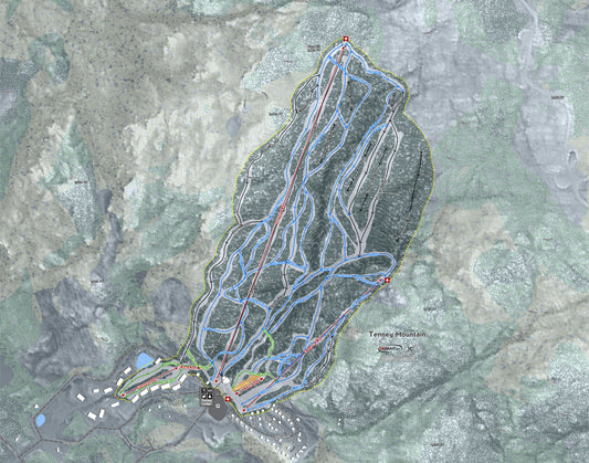 Tenney Mountain New Hampshire Ski Resort Map Wall Art