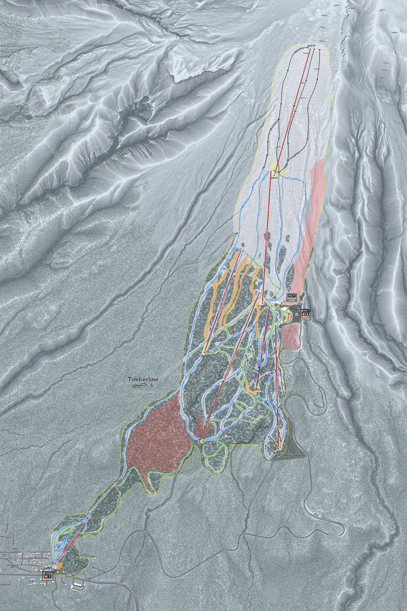 Timberline Oregon Ski Resort Map Wall Art