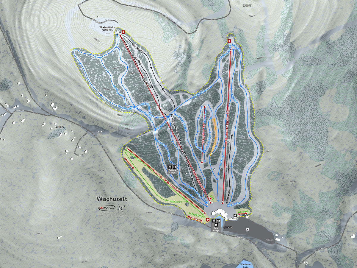 Wachusett Massachusetts Ski Resort Map Wall Art