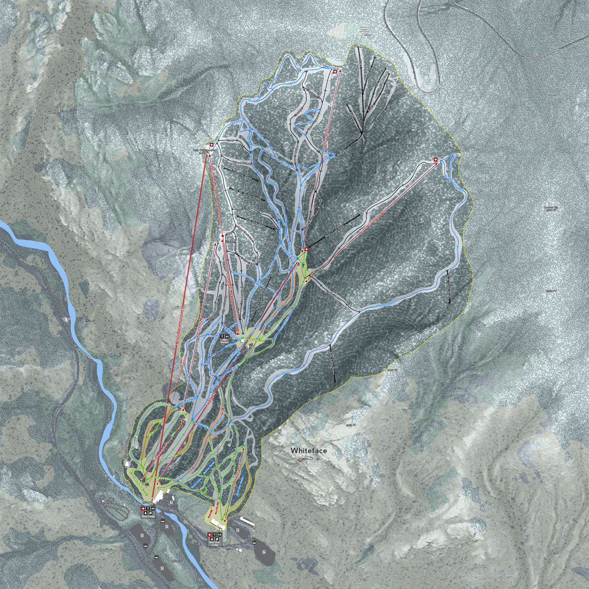 Whiteface Mountain New York Ski Resort Map Wall Art