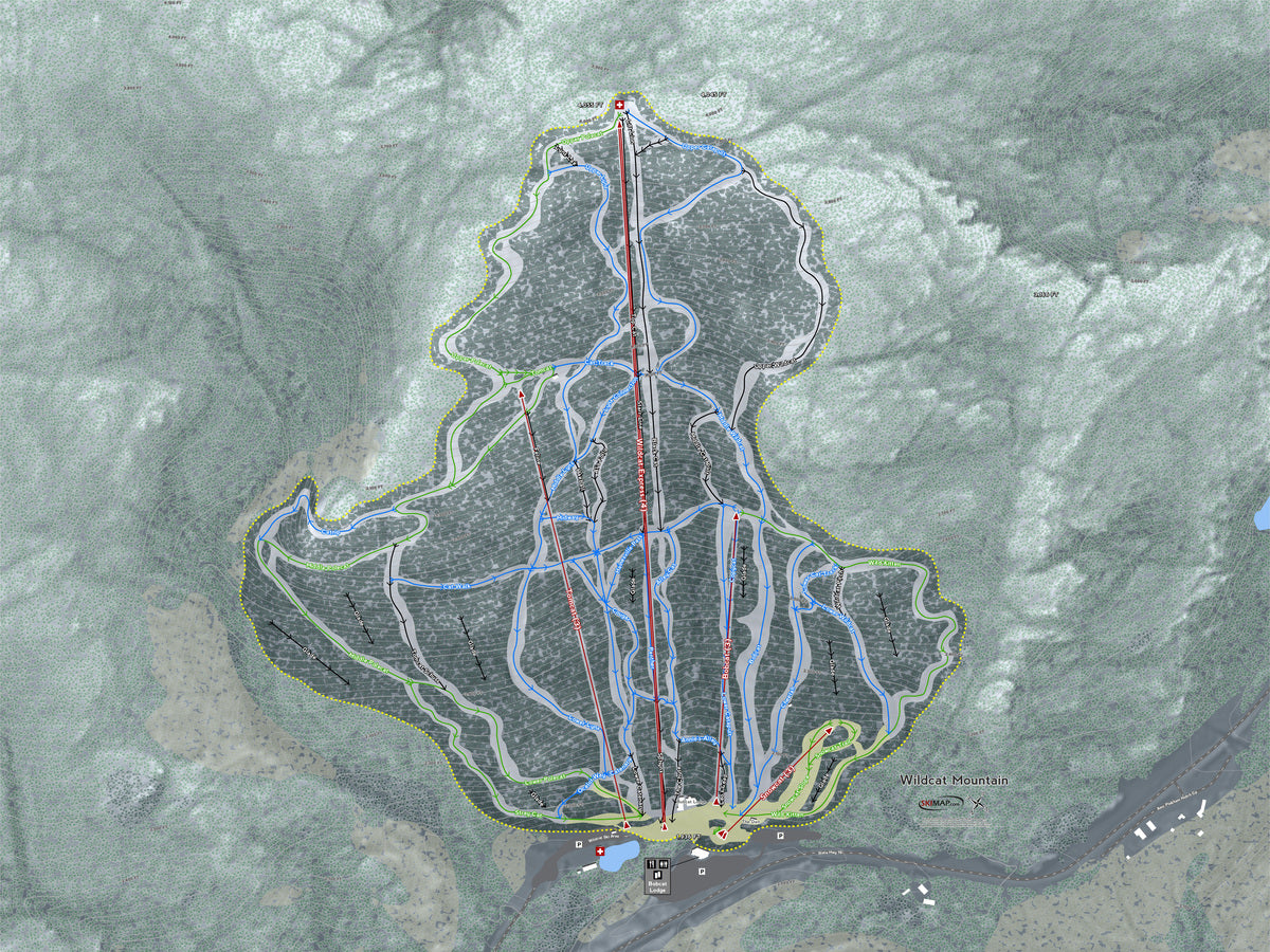 Wildcat Mountain  New Hampshire Ski Resort Map Wall Art