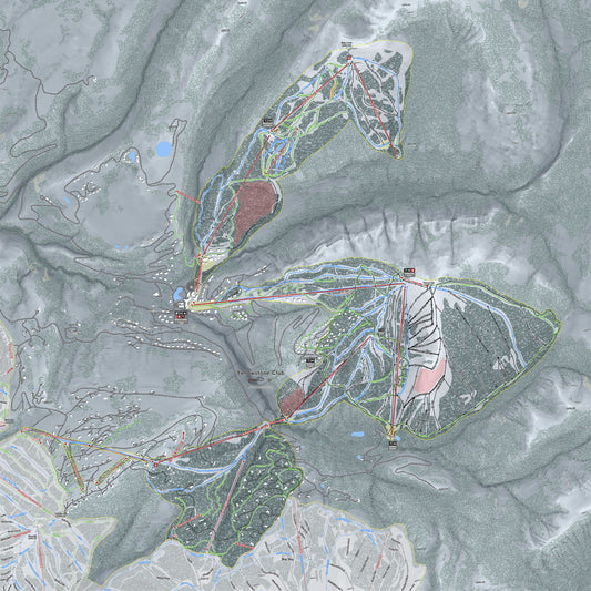 Yellow stoneClub Montana Ski Resort Map Wall Art