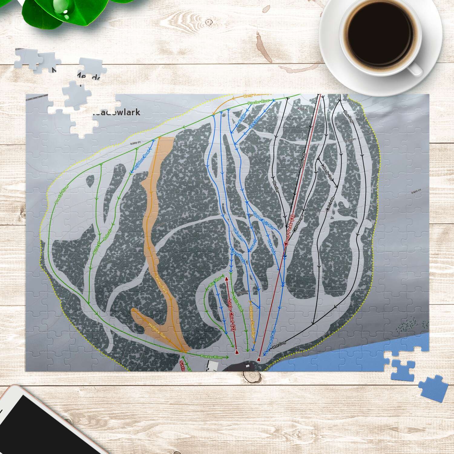 Meadowlark Wyoming Ski Trail Map Puzzle - Powderaddicts