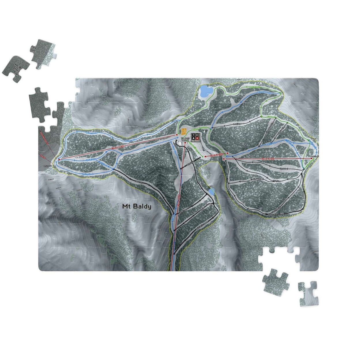 Mt. Baldy, California Ski Trail Map Puzzle - Powderaddicts
