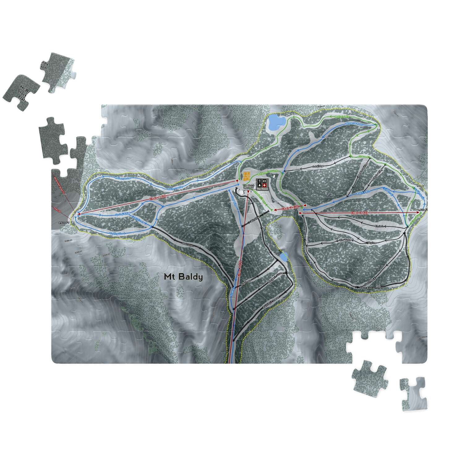 Mt. Baldy, California Ski Trail Map Puzzle - Powderaddicts