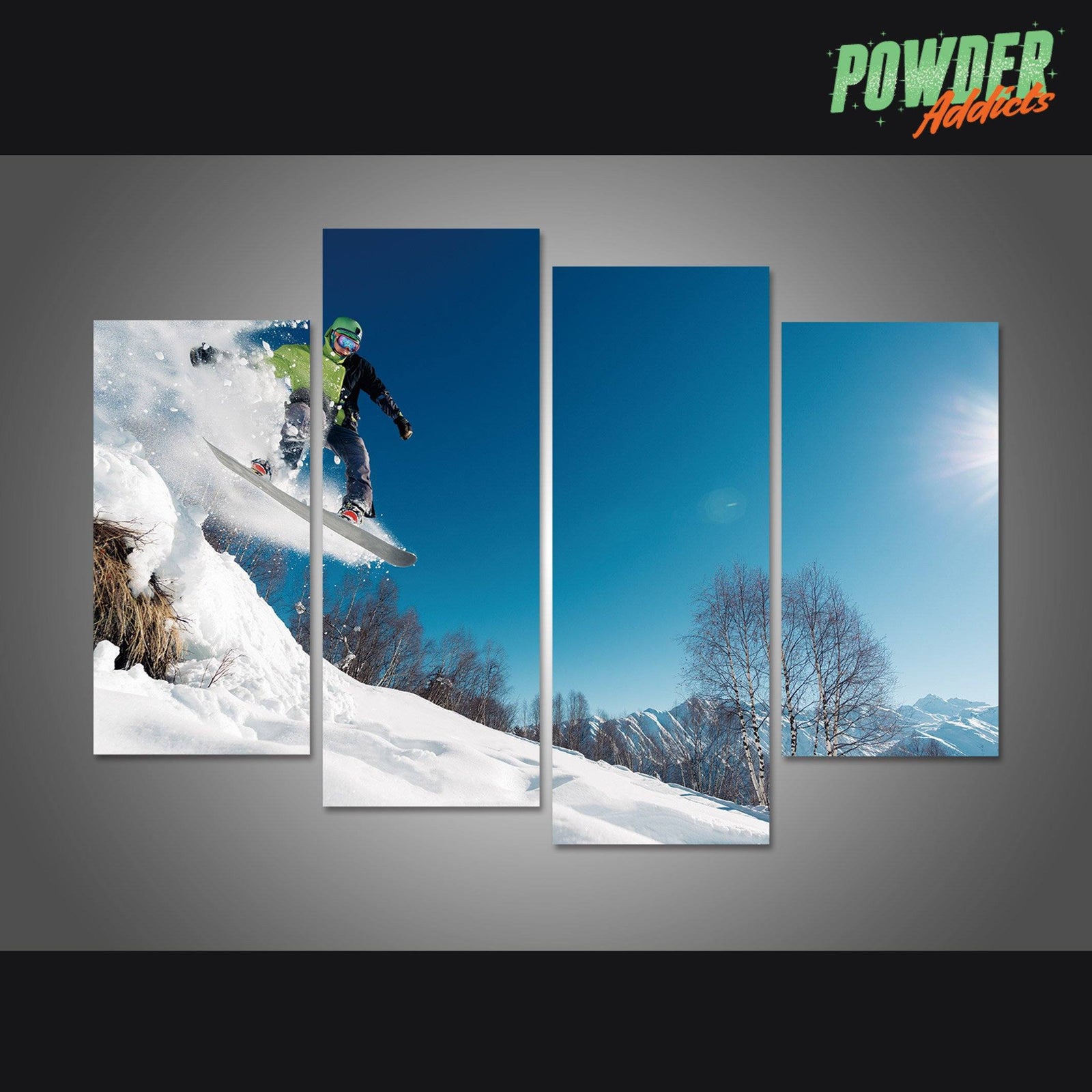 Snowboard Jump 4 Piece Canvas - Powderaddicts