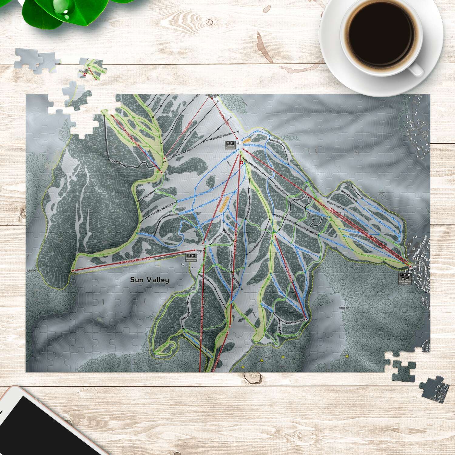 Sun Valley, Idaho Ski Trail Map Puzzle - Powderaddicts