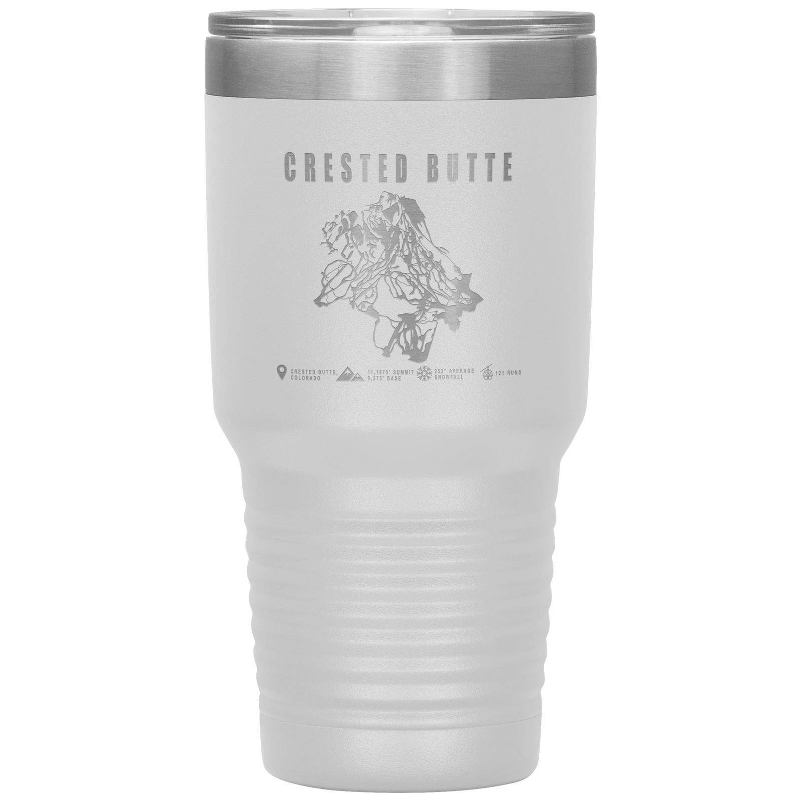 Crested Butte Colorado Ski Trail Map 30oz Tumbler - Powderaddicts