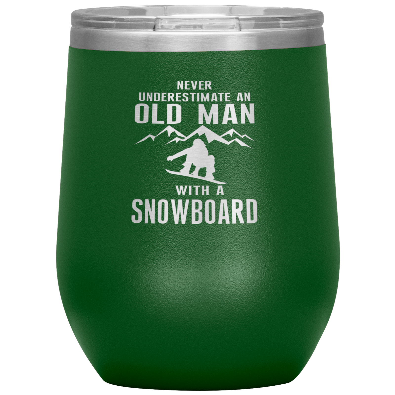 Never Underestimate An Old Man With A Snowboard 12oz Tumbler - Powderaddicts