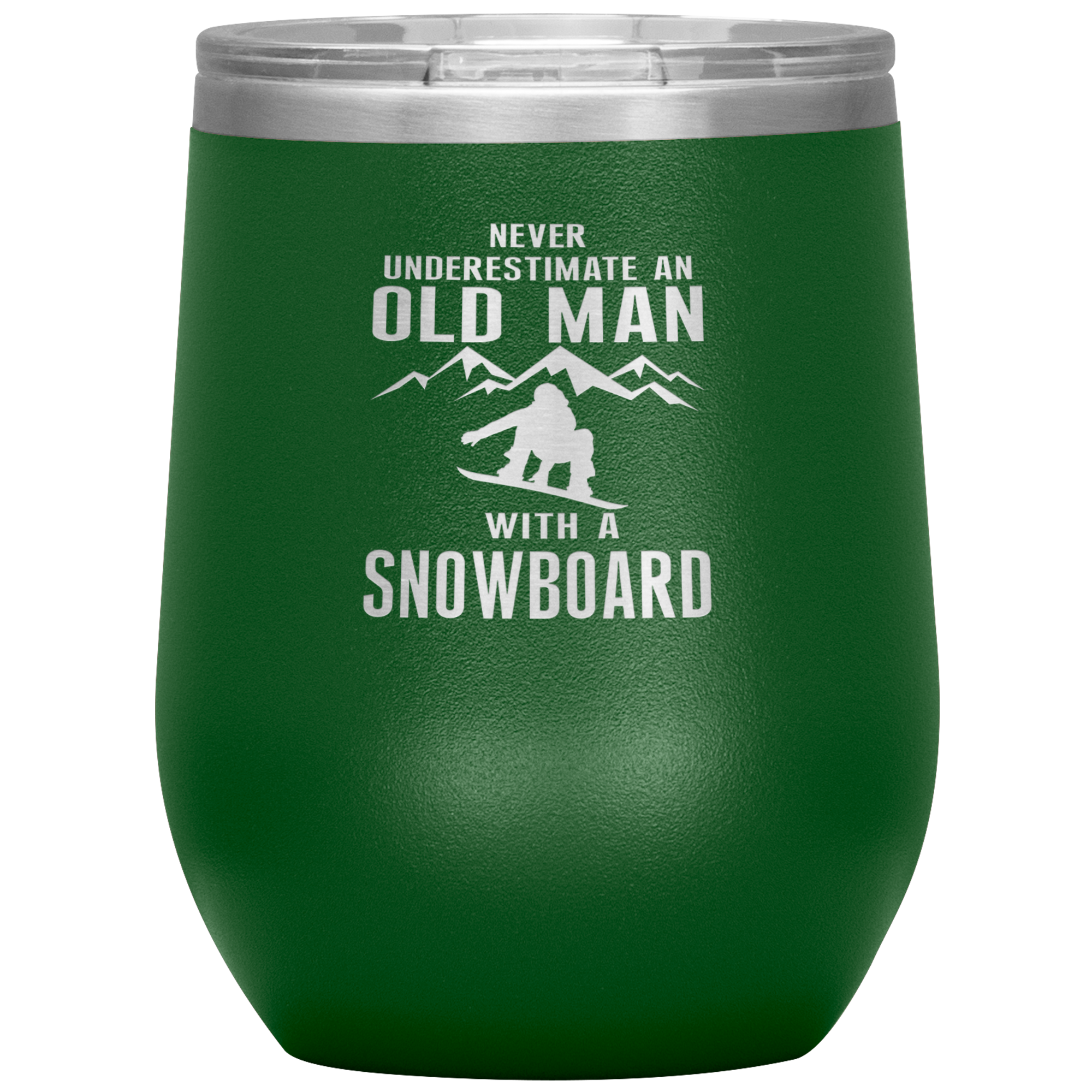 Never Underestimate An Old Man With A Snowboard 12oz Tumbler - Powderaddicts