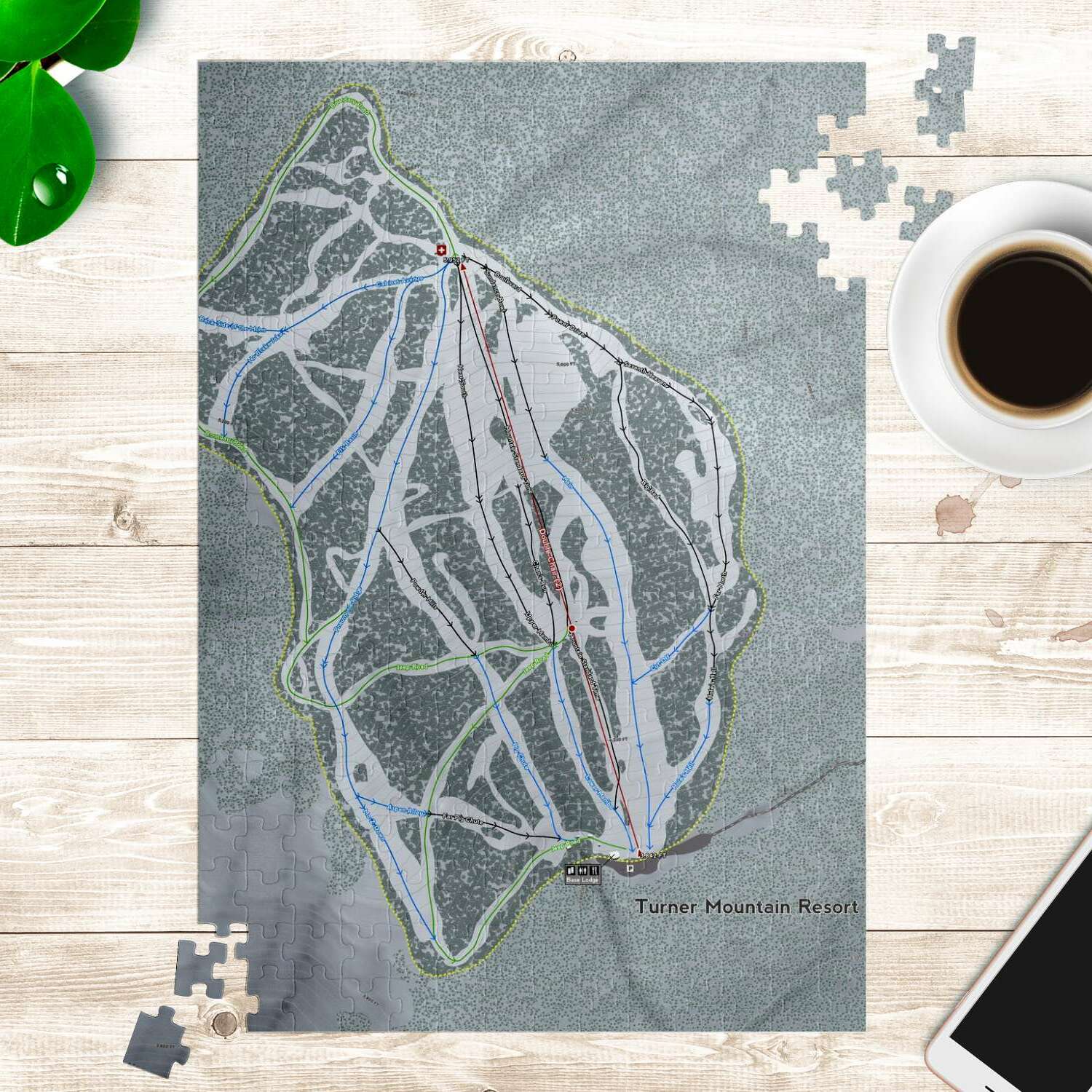 Turner Mountain, Montana Ski Trail Map Puzzle - Powderaddicts