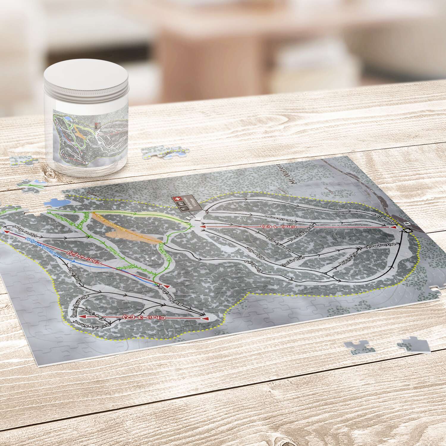 Mt. Waterman, California Ski Trail Map Puzzle - Powderaddicts
