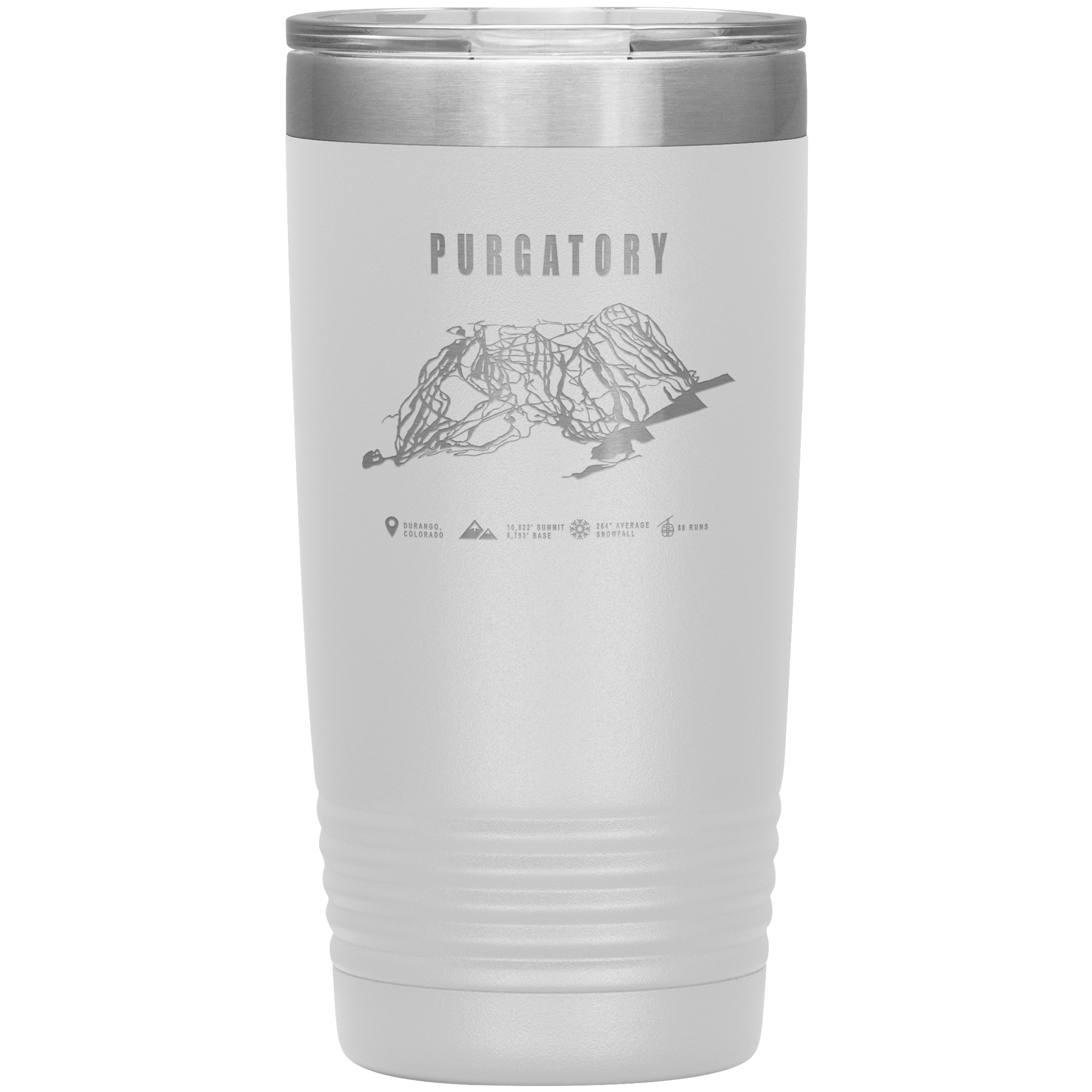 Purgatory Colorado Ski Trail Map 20oz Tumbler - Powderaddicts
