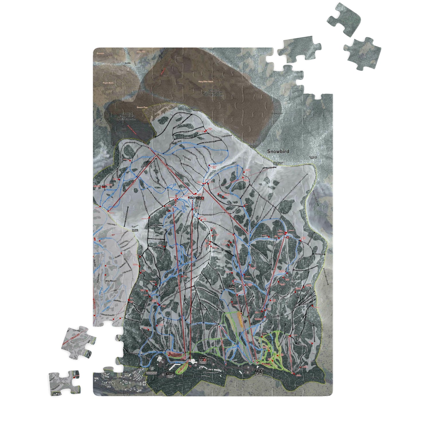 Snowbird, Utah Ski Trail Map Jigsaw Puzzle - Powderaddicts