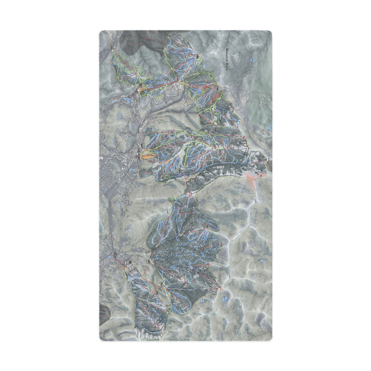 Wasatch Back, Utah Ski Resort Map Printed Beach Towel