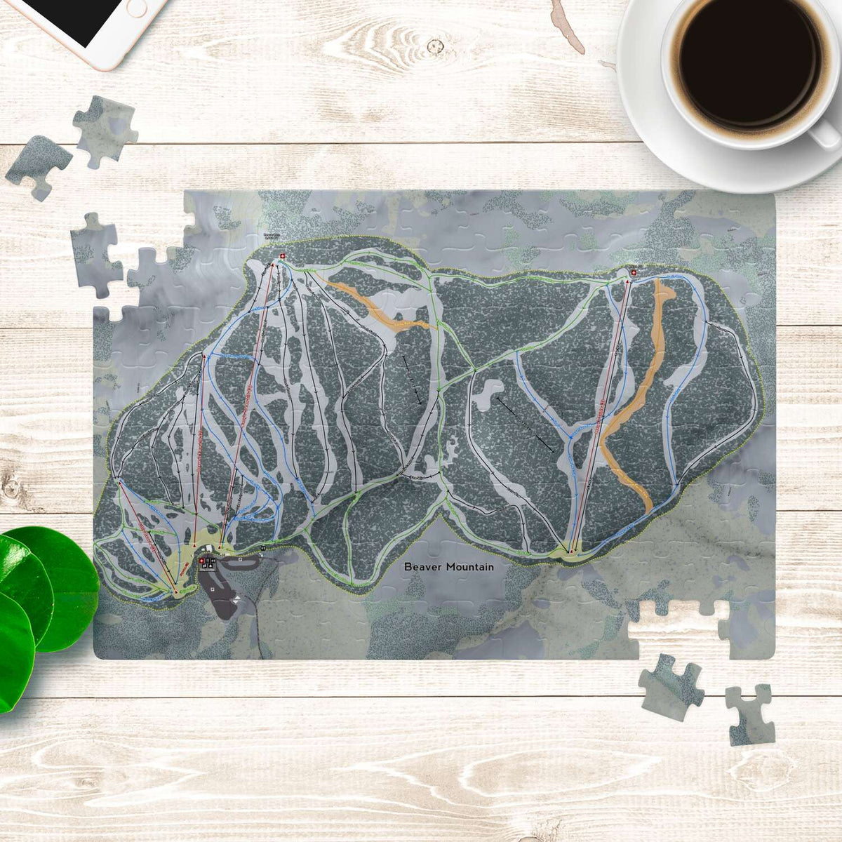 Beaver Mountain, Utah Ski Trail Map Puzzle - Powderaddicts
