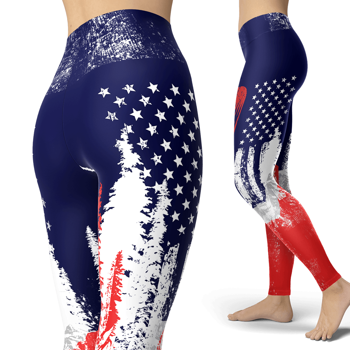 USA Snowboard Flag Red Leggings - Powderaddicts