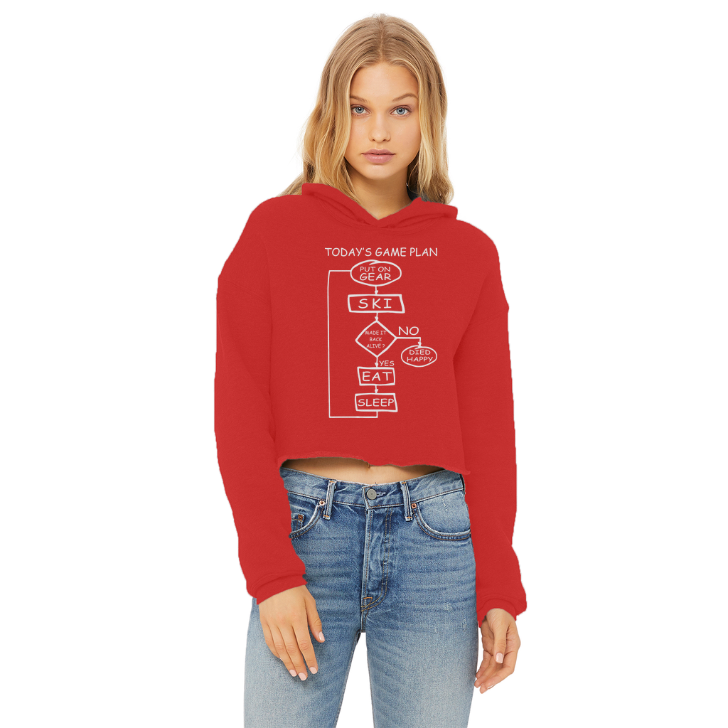 Today's Gameplan - Skiing Ladies Cropped Raw Edge Hoodie - Powderaddicts