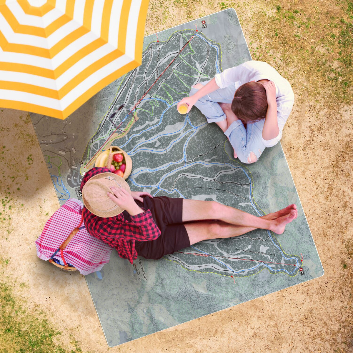 Powderhorn, Colorado Ski Resort Map Printed Beach Towel - Powderaddicts