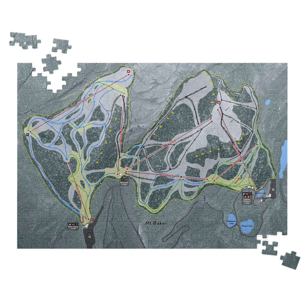 Mt Baker Washington Ski Map Resort Puzzle - Powderaddicts