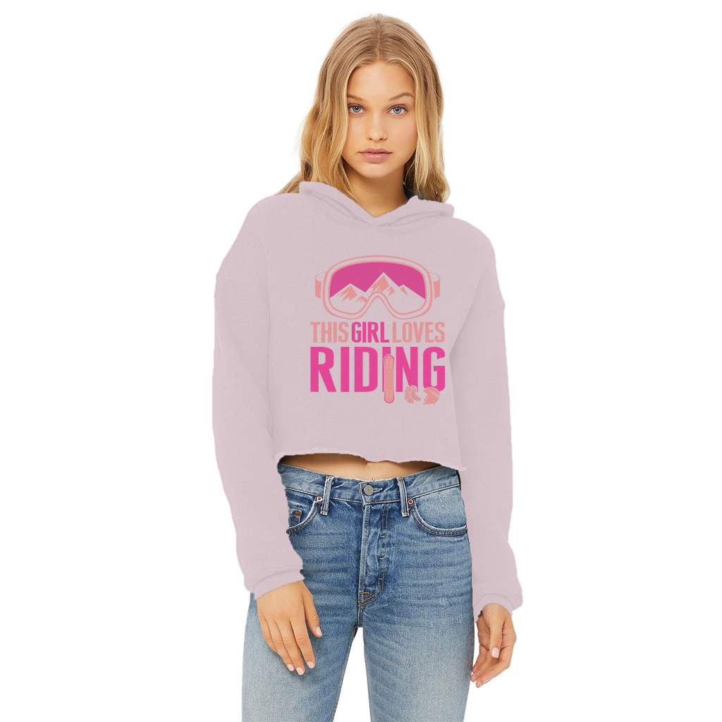 This Girl Loves Riding Ladies Cropped Raw Edge Hoodie - Powderaddicts