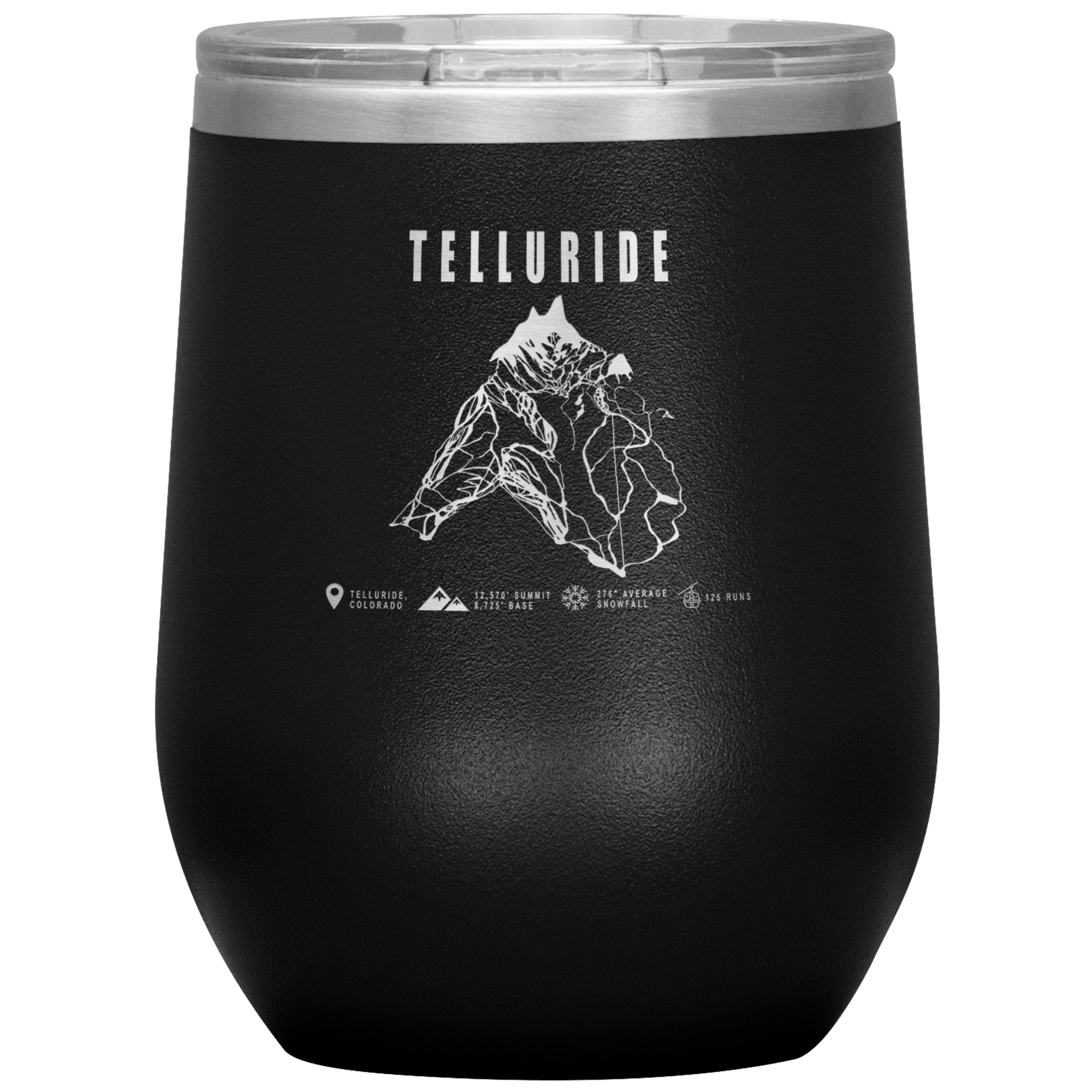 Telluride Colorado Ski Trail Map Wine 12oz Tumbler - Powderaddicts