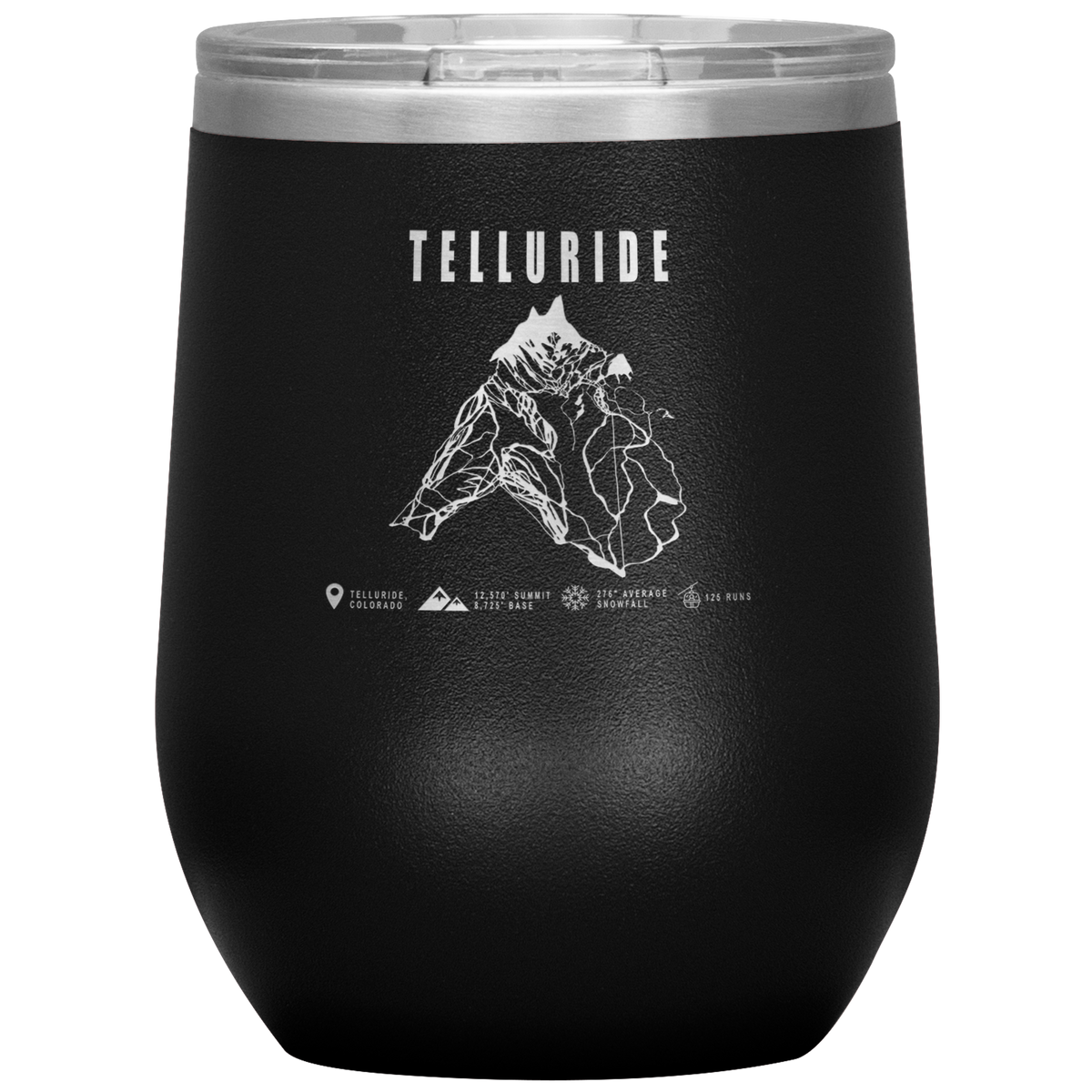 Telluride Colorado Ski Trail Map Wine 12oz Tumbler - Powderaddicts