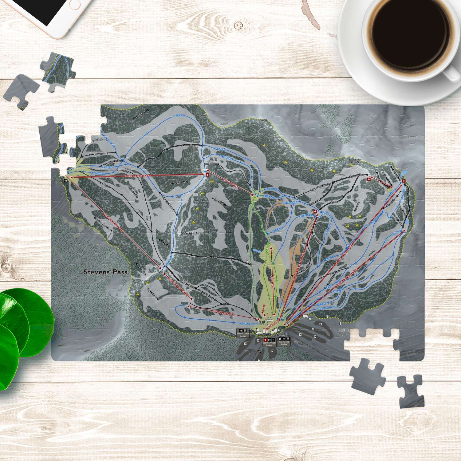 Stevens Pass Washington Ski Map Resort Puzzle