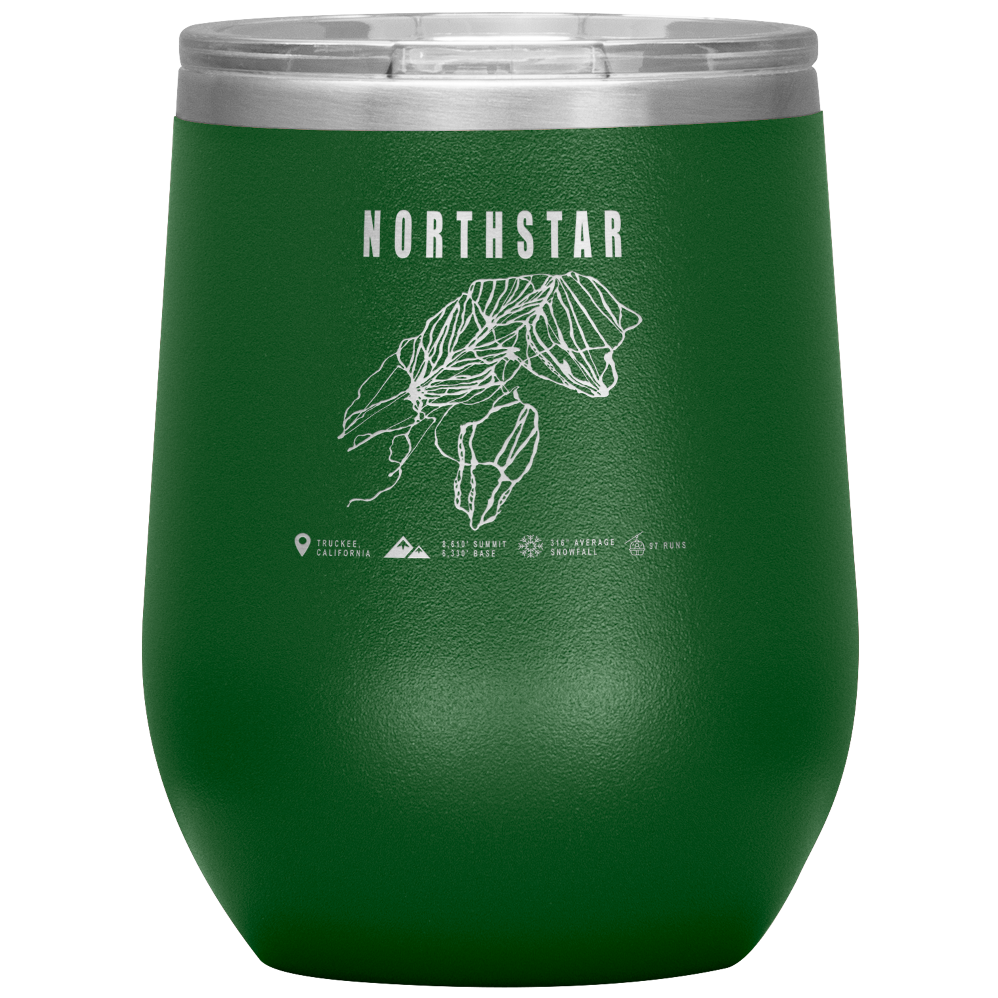 Northstar, California Ski Trail Map Wine 12oz Tumbler - Powderaddicts