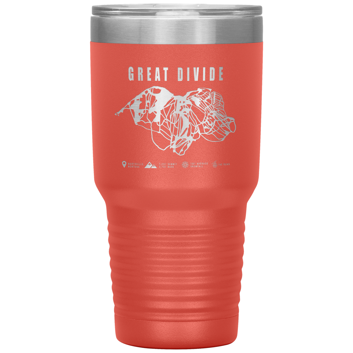 Great Divide Montana Ski Trail Map 30oz Tumbler - Powderaddicts
