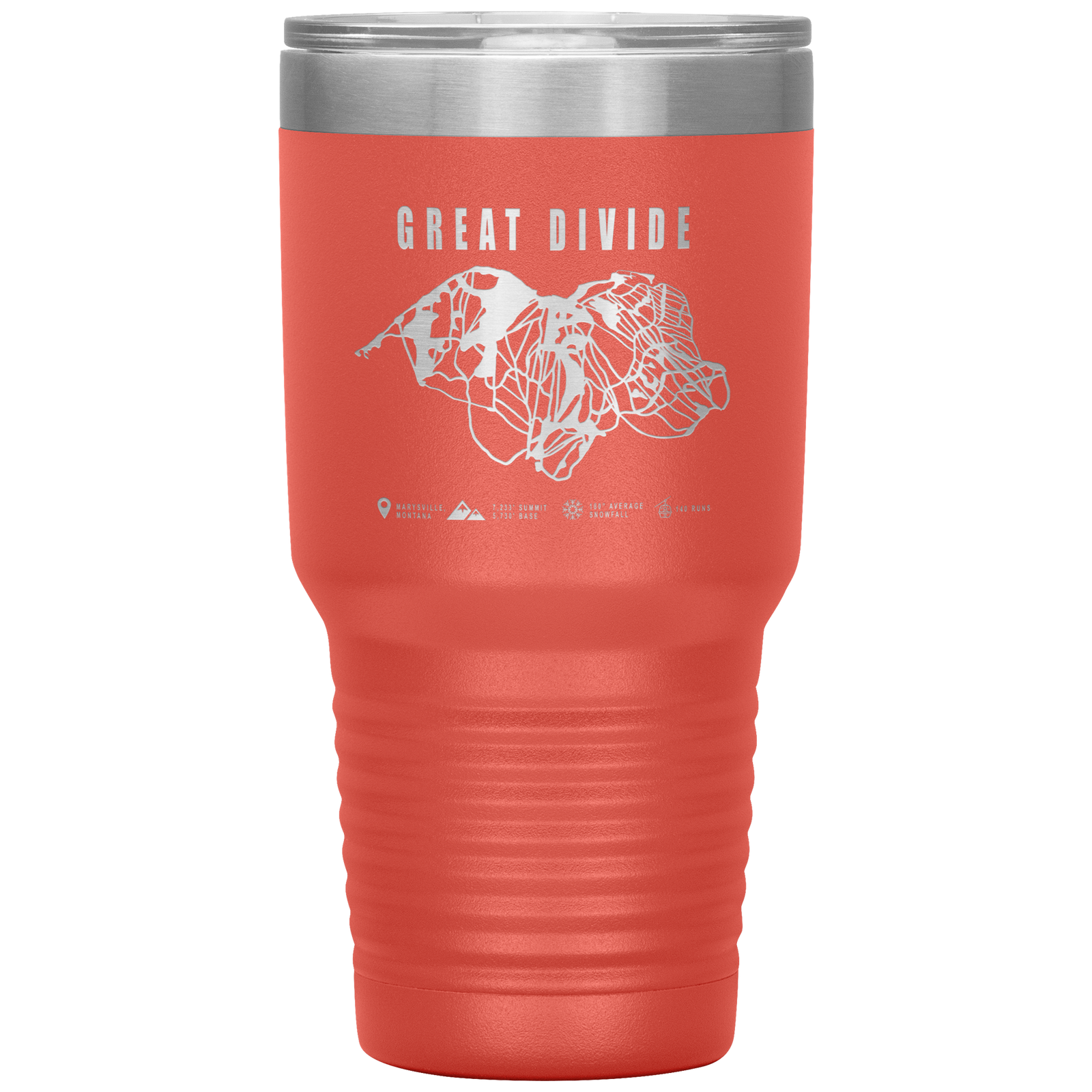 Great Divide Montana Ski Trail Map 30oz Tumbler - Powderaddicts