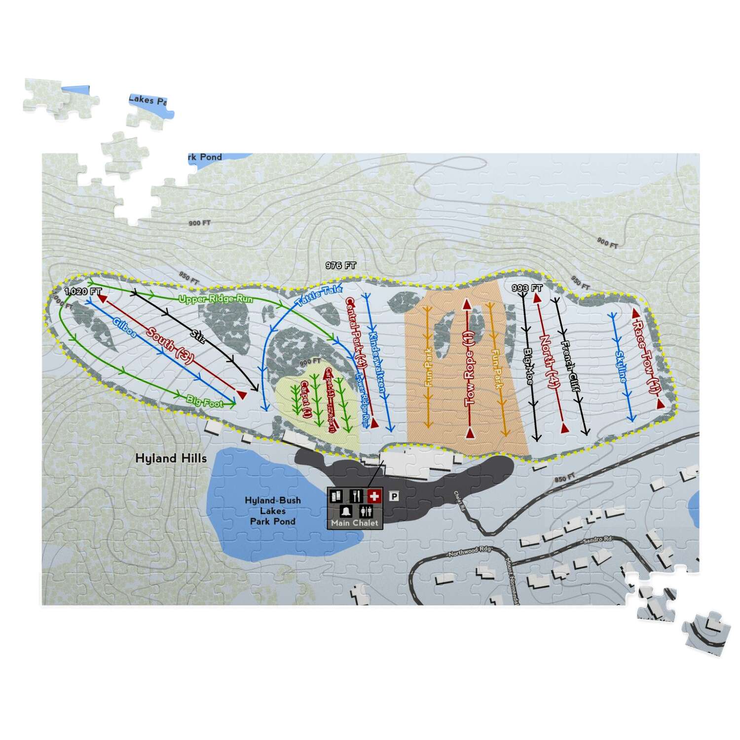 Hyland Hills Minnesota Ski Trail Map Puzzles - Powderaddicts