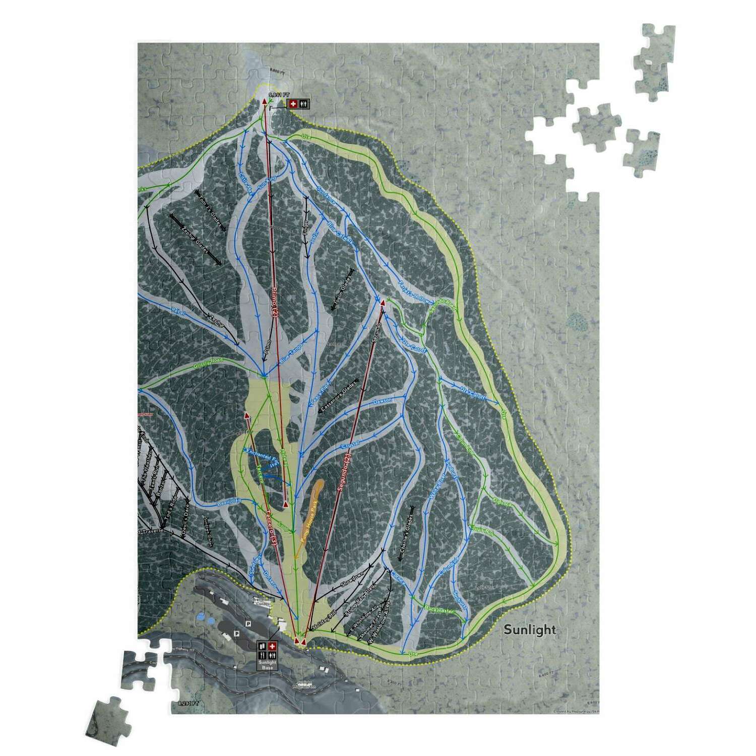 Sunlight, Colorado Ski Trail Map Puzzle - Powderaddicts