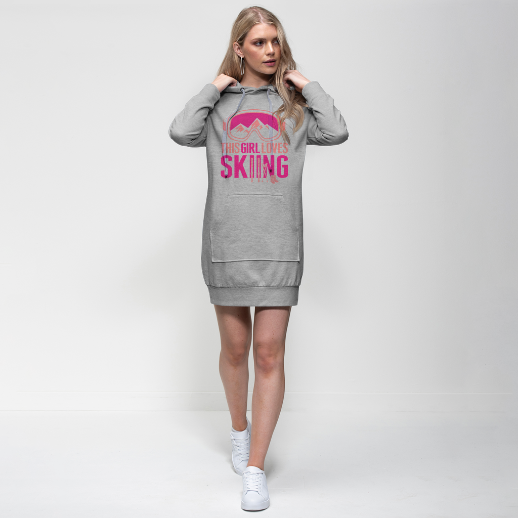 This Girl Loves Skiing Premium Adult Hoodie Dress - Powderaddicts